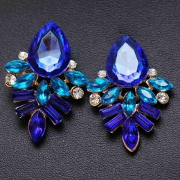 Nowa moda damska biżuteria w stylu niebieski/czarny/różowy kolczyki Handmade Rhinestone słodki stud kryształ Dangle kolczyki dla