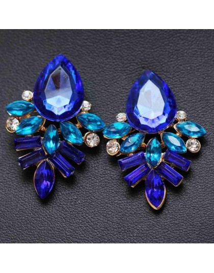 Nowa moda damska biżuteria w stylu niebieski/czarny/różowy kolczyki Handmade Rhinestone słodki stud kryształ Dangle kolczyki dla