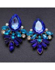 Nowa moda damska biżuteria w stylu niebieski/czarny/różowy kolczyki Handmade Rhinestone słodki stud kryształ Dangle kolczyki dla