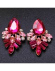 Nowa moda damska biżuteria w stylu niebieski/czarny/różowy kolczyki Handmade Rhinestone słodki stud kryształ Dangle kolczyki dla