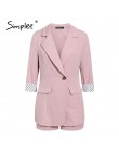 Simplee elegancki dwuczęściowy kobiety krótki garnitur casualowe w stylu streetwear garnitury kobiet zestawy blezerów Chic 2019 