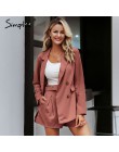 Simplee elegancki dwuczęściowy kobiety krótki garnitur casualowe w stylu streetwear garnitury kobiet zestawy blezerów Chic 2019 