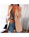 2020 moda jesień kobiety Slim blezer, kurtka praca kobiet urząd Lady czarne z kieszeniami ząbkowany Blazer Coat