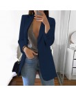 Wipalo Plus rozmiar 2019 kobiet elegancka szczupła dorywczo solidna biznesowa marynarka Bodycon długie blezery kurtka damska mar