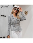 Simplee Plaid postrzępiona krawędź tweedowa kurtka płaszcz kobiety v-neck podwójne jednorzędowe guziki pas płaszcz damski z dług