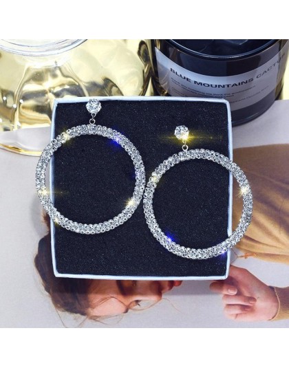 2020 New Arrival Metal hiperbola okrągły kryształ earing kobiety dynda kolczyki moda kobieta koreański proste biżuteria koło kol