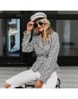 Simplee Plaid postrzępiona krawędź tweedowa kurtka płaszcz kobiety v-neck podwójne jednorzędowe guziki pas płaszcz damski z dług