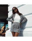 BeAvant dwuczęściowy zestaw plaid tweed damski garnitur casualowe w stylu streetwear marynarka garnitury damskie zestawy blezeró