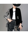 TWOTWINSTYLE welurowa wełna patchworkowa Plaid Blazer Coat kobieta z długim rękawem asymetryczne damskie garnitury 2019 wiosna m