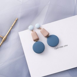 MENGJIQIAO 2019 gorąca sprzedaż 30 styl niebieski kolor moda eleganckie geometryczne Dangle kolczyki dla kobiet śliczne Pendient