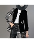 TWOTWINSTYLE welurowa wełna patchworkowa Plaid Blazer Coat kobieta z długim rękawem asymetryczne damskie garnitury 2019 wiosna m