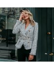 Simplee Plaid postrzępiona krawędź tweedowa kurtka płaszcz kobiety v-neck podwójne jednorzędowe guziki pas płaszcz damski z dług