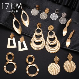 17KM Vintage złoty okrągły Metal cekiny stadniny kolczyki dla kobiet moda Hollow Mesh przebite kolczyki 2019 koreańska biżuteria