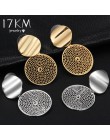 17KM Vintage złoty okrągły Metal cekiny stadniny kolczyki dla kobiet moda Hollow Mesh przebite kolczyki 2019 koreańska biżuteria