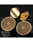 17KM Vintage złoty okrągły Metal cekiny stadniny kolczyki dla kobiet moda Hollow Mesh przebite kolczyki 2019 koreańska biżuteria