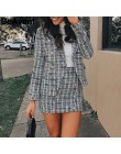 BeAvant dwuczęściowy zestaw plaid tweed damski garnitur casualowe w stylu streetwear marynarka garnitury damskie zestawy blezeró