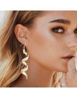 Moda kobiety Twist Spiral dynda kolczyk kreatywny Shinny Glitter obróć złoto srebro długie kolczyki wiszące dla kobiet biżuteria
