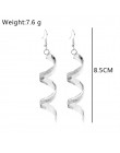 Moda kobiety Twist Spiral dynda kolczyk kreatywny Shinny Glitter obróć złoto srebro długie kolczyki wiszące dla kobiet biżuteria