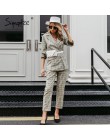 Simplee Plaid dwurzędowy damski komplet garniturów z długim rękawem biurowa, damska garnitury damskie casualowe w stylu streetwe