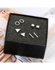 New Arrival okrągły w kształcie trójkąta srebrny złoty kolor czarny kolczyki sztyfty ze stopu dla kobiet biżuteria ucha 4 pary
