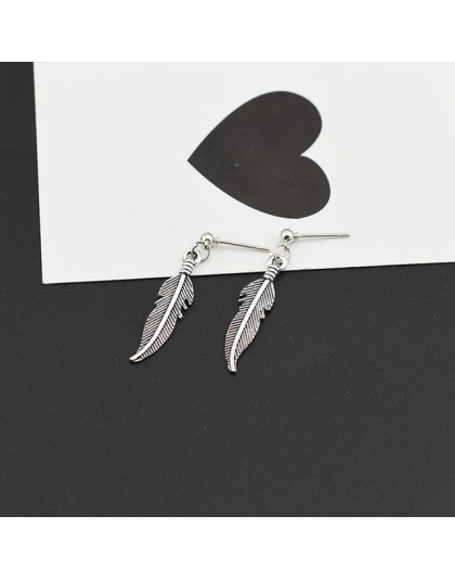 Moda męska Punk kolczyki Feather Tassel wisiorek z długim łańcuszkiem ze stali nierdzewnej Stud kolczyk Unisex Trend Rock Hipste