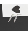 Moda męska Punk kolczyki Feather Tassel wisiorek z długim łańcuszkiem ze stali nierdzewnej Stud kolczyk Unisex Trend Rock Hipste