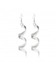 Moda kobiety Twist Spiral dynda kolczyk kreatywny Shinny Glitter obróć złoto srebro długie kolczyki wiszące dla kobiet biżuteria