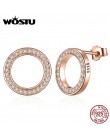 WOSTU Hot moda 100% 925 Sterling Silver szczęście zawsze okrągłe stadniny kolczyki dla kobiet autentyczne oryginalny biżuteria p