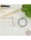 WOSTU Hot moda 100% 925 Sterling Silver szczęście zawsze okrągłe stadniny kolczyki dla kobiet autentyczne oryginalny biżuteria p