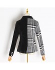 TWOTWINSTYLE welurowa wełna patchworkowa Plaid Blazer Coat kobieta z długim rękawem asymetryczne damskie garnitury 2019 wiosna m