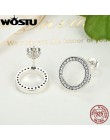 WOSTU Hot moda 100% 925 Sterling Silver szczęście zawsze okrągłe stadniny kolczyki dla kobiet autentyczne oryginalny biżuteria p
