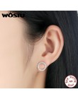 WOSTU Hot moda 100% 925 Sterling Silver szczęście zawsze okrągłe stadniny kolczyki dla kobiet autentyczne oryginalny biżuteria p