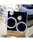 FYUAN Fashion Shining Circle Drop kolczyki precyzyjne wkładki złote srebrne z kryształem górskim kolczyki dla kobiet biżuteria w