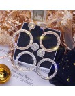 FYUAN Fashion Shining Circle Drop kolczyki precyzyjne wkładki złote srebrne z kryształem górskim kolczyki dla kobiet biżuteria w