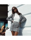 BeAvant dwuczęściowy zestaw plaid tweed damski garnitur casualowe w stylu streetwear marynarka garnitury damskie zestawy blezeró