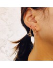 Po prostu FEEL Star Moon Hoop kolczyki dla kobiet złote małe oczy Tiny Huggie Charm kolczyki w kształcie obręczy z dżetów minima