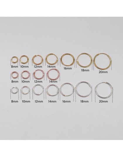 Złoty/złoty kolor/różowe złoto kolor/czarny/925 Sterling Silver proste kość do ucha Hoop kolczyki Mini małe okrągłe koło kolczyk