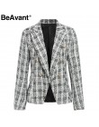 BeAvant dwuczęściowy zestaw plaid tweed damski garnitur casualowe w stylu streetwear marynarka garnitury damskie zestawy blezeró