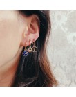 Po prostu FEEL Star Moon Hoop kolczyki dla kobiet złote małe oczy Tiny Huggie Charm kolczyki w kształcie obręczy z dżetów minima
