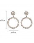 FYUAN Fashion Shining Circle Drop kolczyki precyzyjne wkładki złote srebrne z kryształem górskim kolczyki dla kobiet biżuteria w