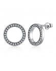 WOSTU Hot moda 100% 925 Sterling Silver szczęście zawsze okrągłe stadniny kolczyki dla kobiet autentyczne oryginalny biżuteria p