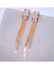 2019 nowe złote kolor długi kryształ Tassel dynda kolczyki dla kobiet Wedding Drop Earing Brinco biżuteria prezenty E1717