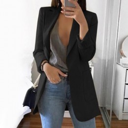 Wipalo Plus rozmiar 2019 kobiet elegancka szczupła dorywczo solidna biznesowa marynarka Bodycon długie blezery kurtka damska mar