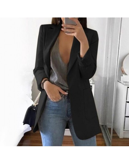 Wipalo Plus rozmiar 2019 kobiet elegancka szczupła dorywczo solidna biznesowa marynarka Bodycon długie blezery kurtka damska mar