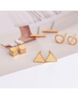 New Arrival okrągły w kształcie trójkąta srebrny złoty kolor czarny kolczyki sztyfty ze stopu dla kobiet biżuteria ucha 4 pary