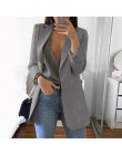 Wipalo Plus rozmiar 2019 kobiet elegancka szczupła dorywczo solidna biznesowa marynarka Bodycon długie blezery kurtka damska mar