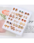 New Arrival okrągły w kształcie trójkąta srebrny złoty kolor czarny kolczyki sztyfty ze stopu dla kobiet biżuteria ucha 4 pary