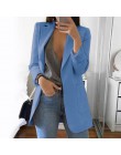 Wipalo Plus rozmiar 2019 kobiet elegancka szczupła dorywczo solidna biznesowa marynarka Bodycon długie blezery kurtka damska mar