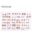 New Arrival okrągły w kształcie trójkąta srebrny złoty kolor czarny kolczyki sztyfty ze stopu dla kobiet biżuteria ucha 4 pary