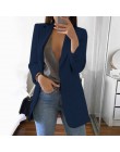 Wipalo Plus rozmiar 2019 kobiet elegancka szczupła dorywczo solidna biznesowa marynarka Bodycon długie blezery kurtka damska mar